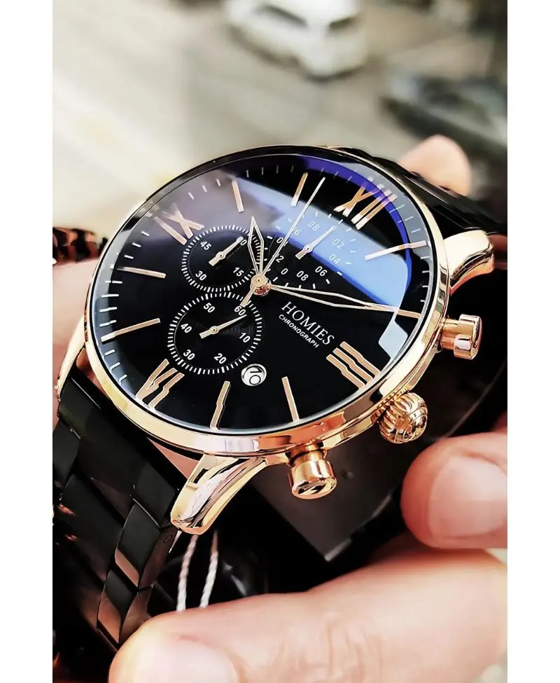 Erkek Kol Saati 3 Atm Su Geçirmez Siyah Renk Çelik Kordon Erkek Kol Saati 3 Atm Su Geçirmez Siyah Renk Çelik Kordon