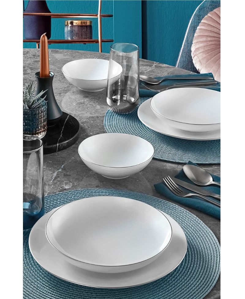 Güral Porselen Atina 18 Parça 6 Kişilik Bone Yemek Takımı Gümüş Güral Porselen Atina 18 Parça 6 Kişilik Bone Yemek Takımı Gümüş