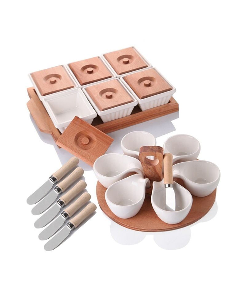 Queen's Kitchen Ahşaplı Lüx Kahvaltı Sunum Seti TEP-Kah+Çerez+Bıçak Queen's Kitchen Ahşaplı Lüx Kahvaltı Sunum Seti TEP-Kah+Çerez+Bıçak