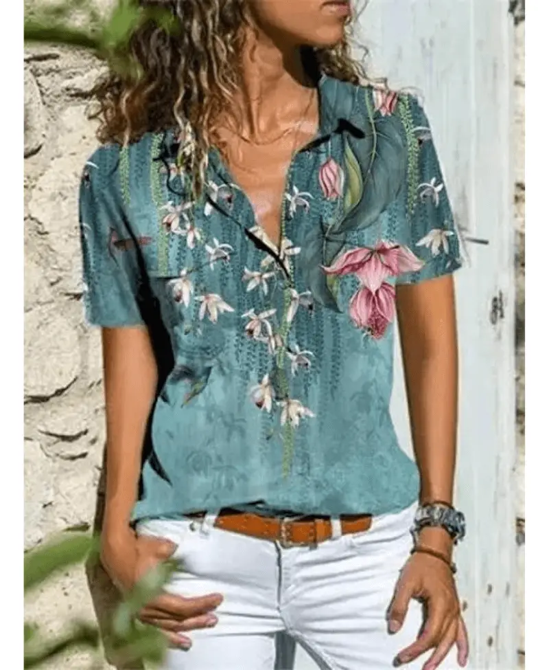 Moda Kısa Kollu Gömlek Kadın 