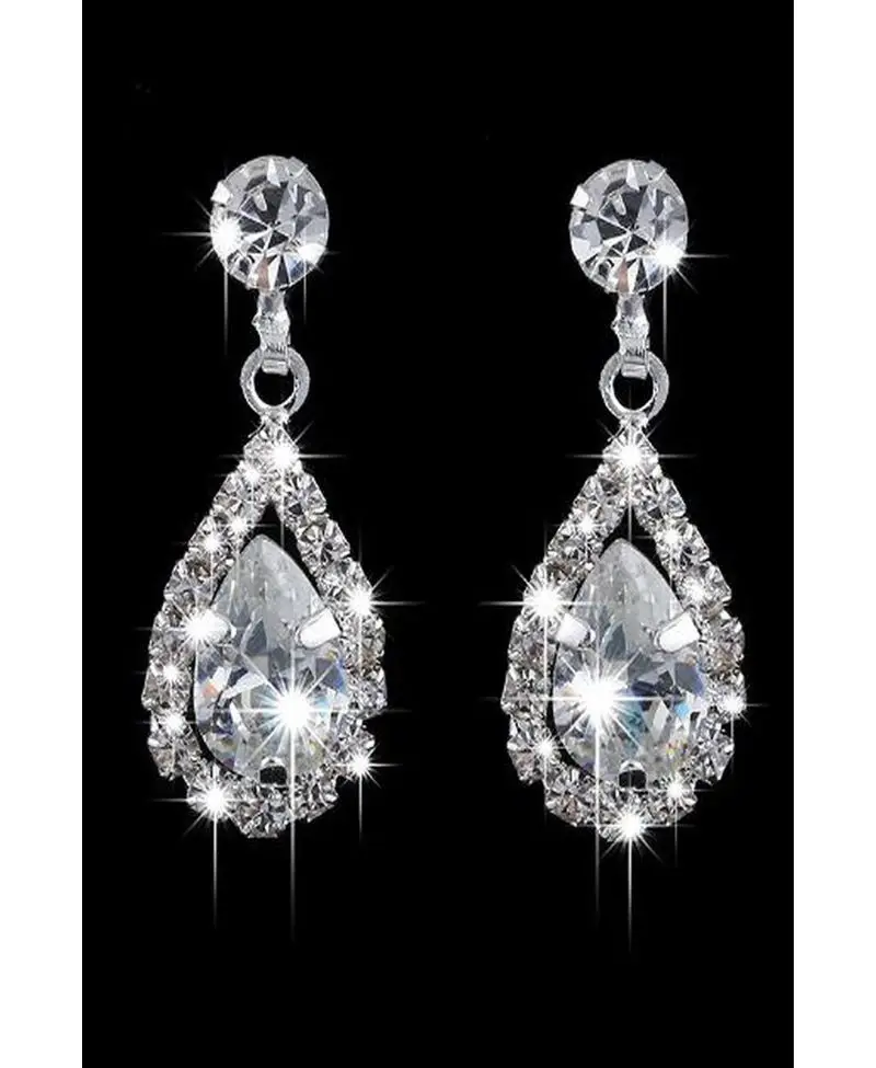 HUBAN Silver Su Yolu Taşlı Kolye Küpe Seti Gelin Takı Seti Nişan Seti Parti Davet Seti