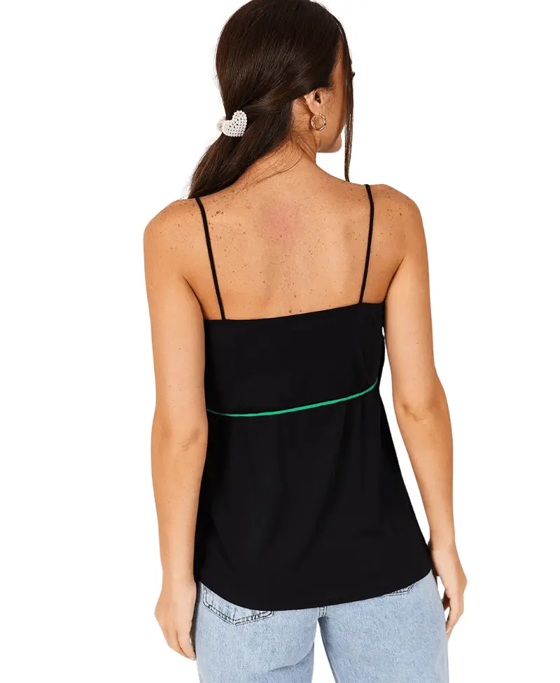 Kadın Yeşil İp Askılı Kruvaze Bluz